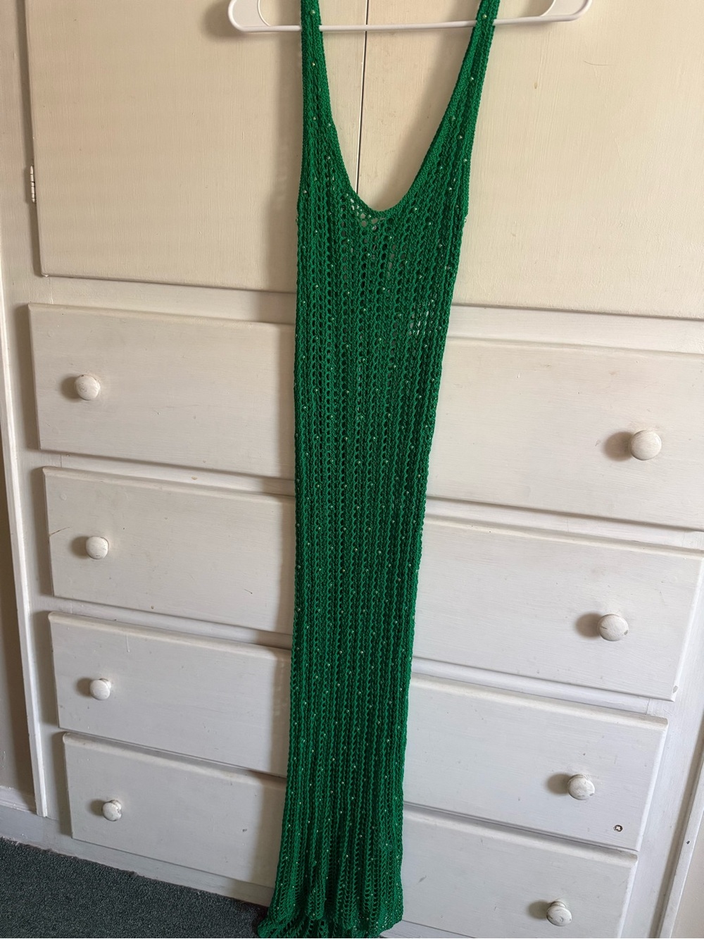 Zara Emerald Green Crochet Maxi Dress - Sleeveless V-Neck